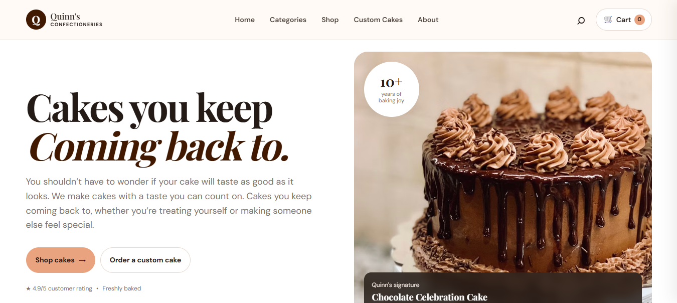quinns-confectionaries website